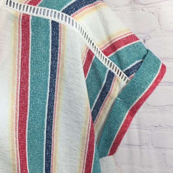 Cure Striped V Neck Short Sleeve Top Size 1XL - Picture 3 of 8